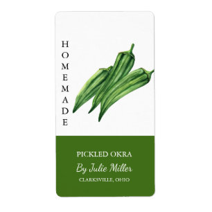 Modern zelfgemaakt ingelegde okra label