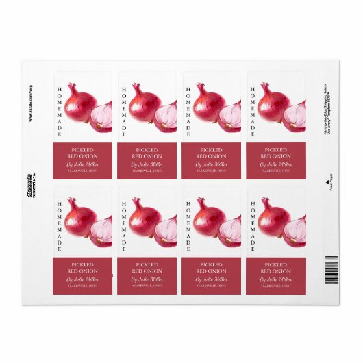 Modern zelfgemaakt ingelegde rode ui label (Full Sheet)