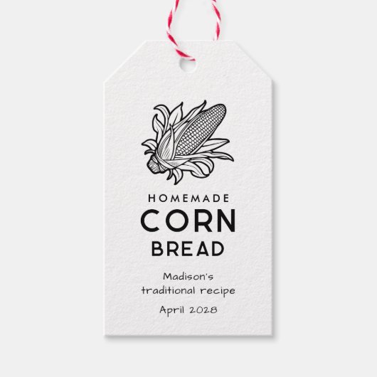Modern zelfgemaakt maïsbrood met kolf icoon cadeaulabel (Voorkant)