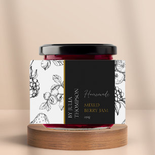 Modern Zelfgemaakt Mixed Berry Jam Label Voedselcontainer Etiket