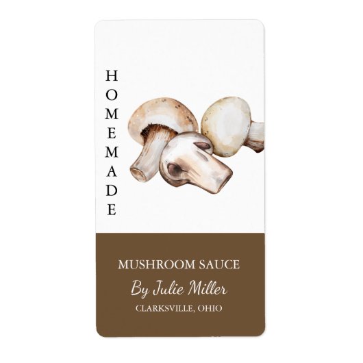 Modern Zelfgemaakt Mushroom Sauce Label (Voorkant)