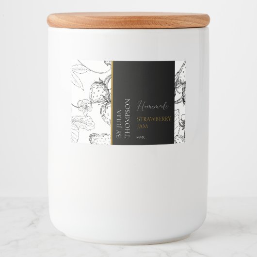 Modern Zelfgemaakt Strawberry Jam Label Voedselcontainer Etiket (Voorkant)