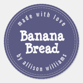 Modern zelfgemaakte bananenbrood Navy Blue Ronde Sticker