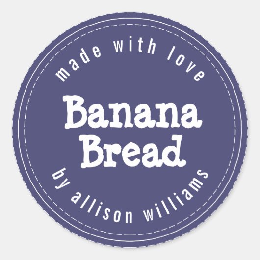 Modern zelfgemaakte bananenbrood Navy Blue Ronde Sticker (Voorkant)