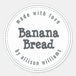 Modern zelfgemaakte bananenbrood zwart wit ronde sticker
