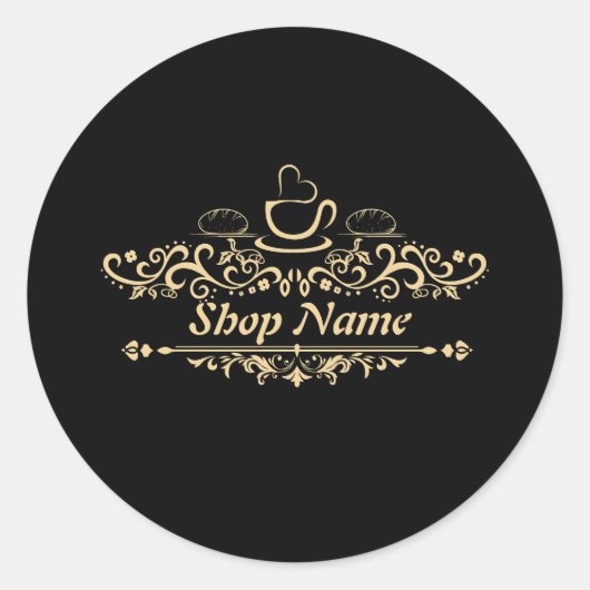 Modern Zelfgemaakte koffie Bakkerij op maat Busine Ronde Sticker (Voorkant)