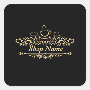Modern Zelfgemaakte koffie Bakkerij op maat Busine Vierkante Sticker