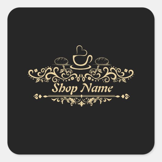 Modern Zelfgemaakte koffie Bakkerij op maat Busine Vierkante Sticker (Voorkant)