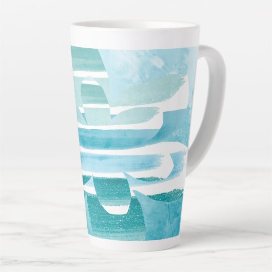 Modern Zen Blue Latte Mug – Minimal Abstract Art Latte Mok (Rechterhoek)