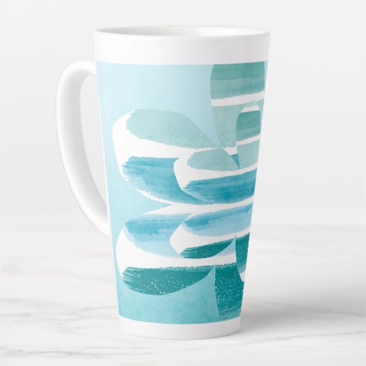 Modern Zen Blue Latte Mug – Minimal Abstract Art Latte Mok (Linkerhoek)