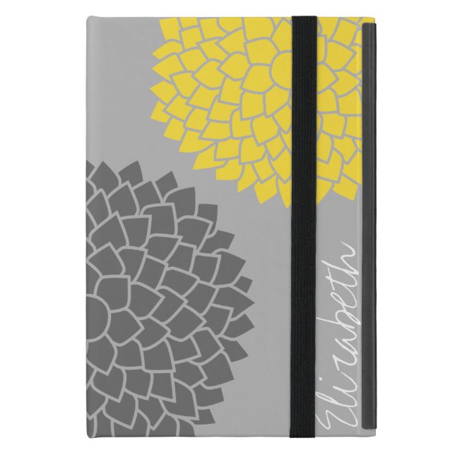 Modern Zen Flowers - Geel Grijs iPad Mini Hoesje (Voorkant Dicht)