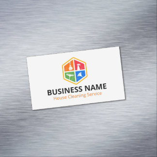 Modern Zeshoek Kleur Logo Huishoudelijke Reiniging Magnetisch Visitekaartje