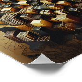 Modern zeshoekig goud en zwart Abstract Poster (Hoek)