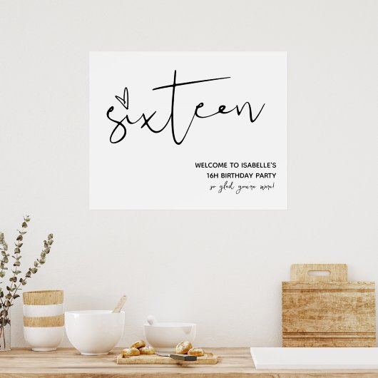 Modern Zestien Welkomstbord Poster (Keuken)