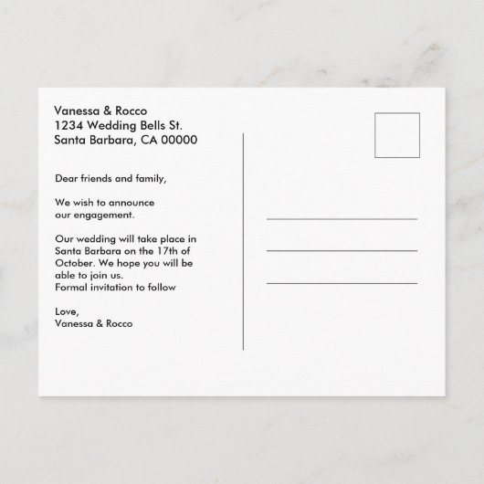 Modern zet een Ring op het Verloving Aankondiging (Achterkant)