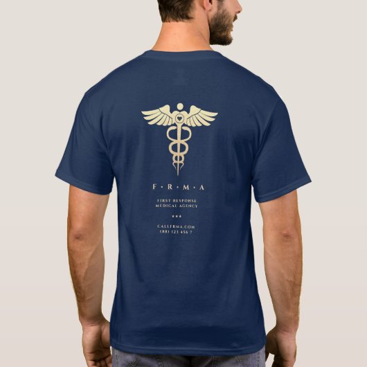Modern ziekenhuis Medisch Agentschap Goud Caduceus T-shirt (Achterkant)