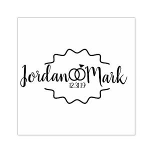Modern Zig Wedding Rings Initiaal Save the Dates Rubberstempel