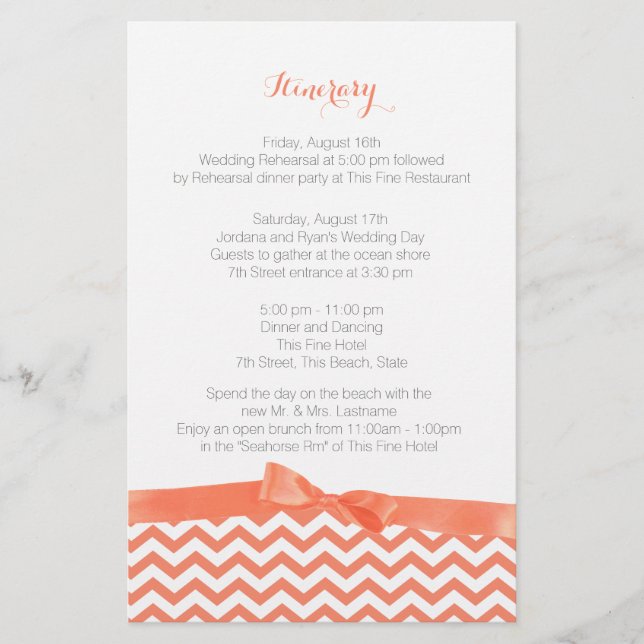 Modern Zig Zag Coral and Grey Itinerary (Voorkant)