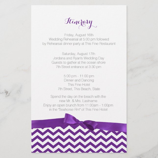 Modern Zig Zag Paars en Grey Itinerary (Voorkant)