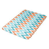 Modern ZigZag Chevron Oranje Aqua Blue Pattern Badmat (Gekanteld)