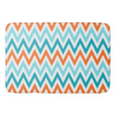 Modern ZigZag Chevron Oranje Aqua Blue Pattern Badmat (Voorkant)