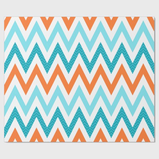 Modern ZigZag Chevron Oranje Aqua Blue Pattern Cadeaupapier (Vlak)