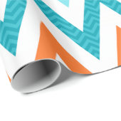 Modern ZigZag Chevron Oranje Aqua Blue Pattern Cadeaupapier (Rol Hoek)