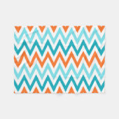 Modern ZigZag Chevron Oranje Aqua Blue Pattern Fleece Deken (Voorkant (Horizontaal))
