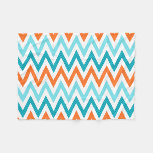 Modern ZigZag Chevron Oranje Aqua Blue Pattern Fleece Deken