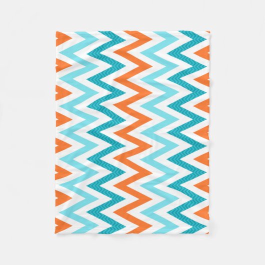 Modern ZigZag Chevron Oranje Aqua Blue Pattern Fleece Deken (Voorkant)