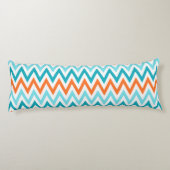 Modern ZigZag Chevron Oranje Aqua Blue Pattern Lichaamskussen (Achterkant)