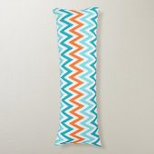 Modern ZigZag Chevron Oranje Aqua Blue Pattern Lichaamskussen (Voorkant Verticaal)
