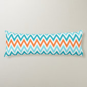 Modern ZigZag Chevron Oranje Aqua Blue Pattern Lichaamskussen (Voorkant)