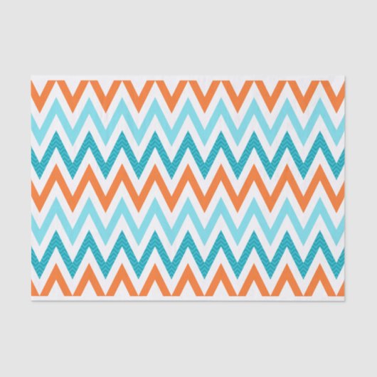 Modern ZigZag Chevron Oranje Aqua Blue Pattern Tissuepapier (Voorkant)