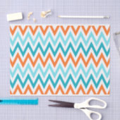 Modern ZigZag Chevron Oranje Aqua Blue Pattern Tissuepapier (Craft)