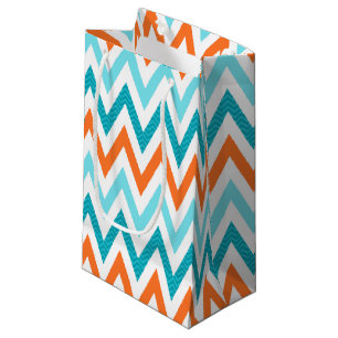 Modern ZigZag Chevron Sinaasappel Aqua Blue Patter Klein Cadeauzakje