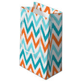 Modern ZigZag Chevron Sinaasappel Aqua Blue Patter Klein Cadeauzakje (Achterkant Gekanteld)