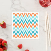 Modern ZigZag Chevron Sinaasappel Aqua Blue Patter Servetten (Insitu)