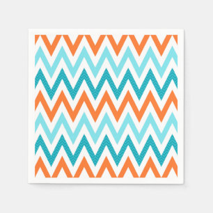 Modern ZigZag Chevron Sinaasappel Aqua Blue Patter Servetten