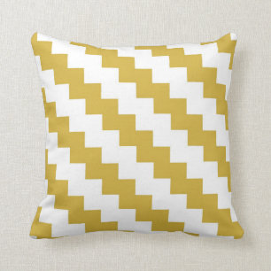 Modern Zigzag in Mustard en White Kussen