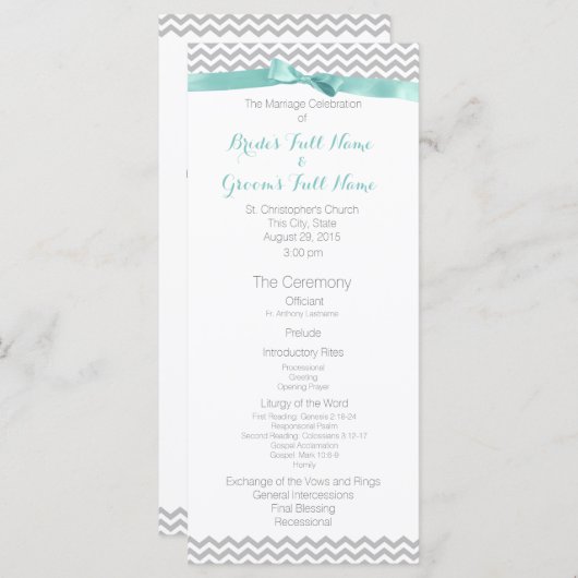 Modern Zigzag Patroon Wedding Programma Programmakaart (Voorkant / Achterkant)