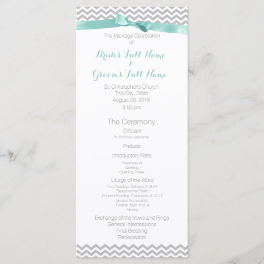 Modern Zigzag Patroon Wedding Programma Programmakaart (Voorkant)