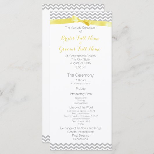 Modern Zigzag Patroon Wedding Programma Programmakaart (Voorkant / Achterkant)