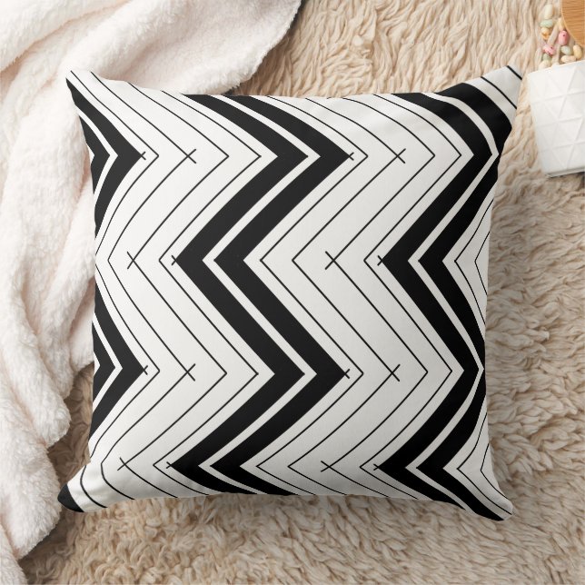 Modern zigzag zwart-wit patroon kussen (Deken)