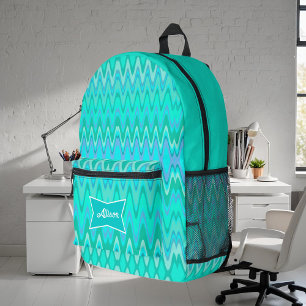 Modern zigzagpatroon - golven in turquoise bedrukte rugzak