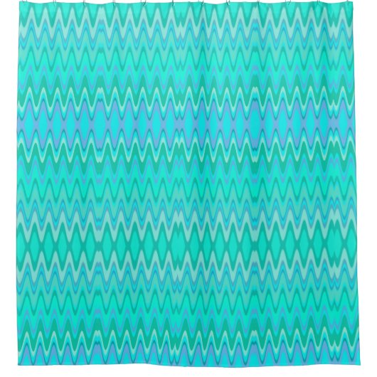 Modern zigzagpatroon - golven in turquoise douchegordijn (Voorkant)