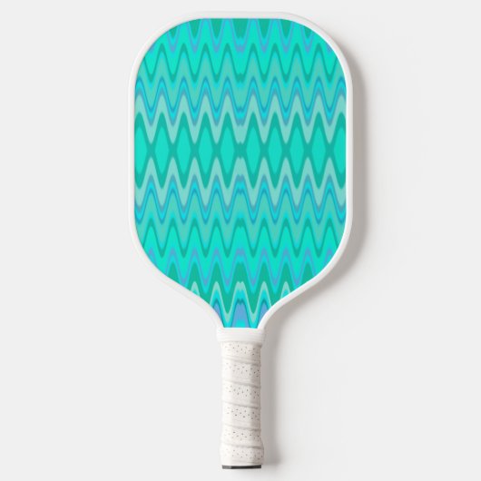 Modern zigzagpatroon - golven in turquoise pickleball paddle (Voorkant)