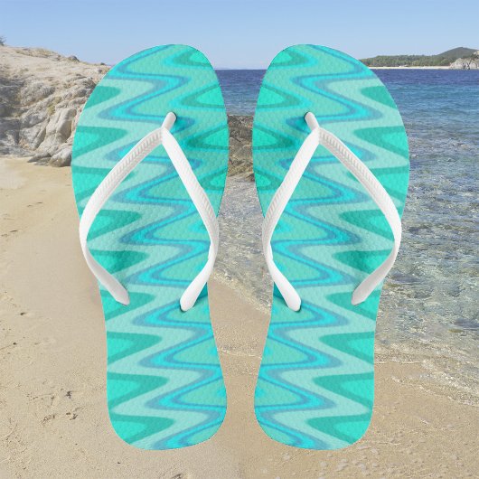 Modern zigzagpatroon - golven in turquoise teenslippers