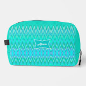Modern zigzagpatroon - golven in turquoise toilettasje (Voorkant)