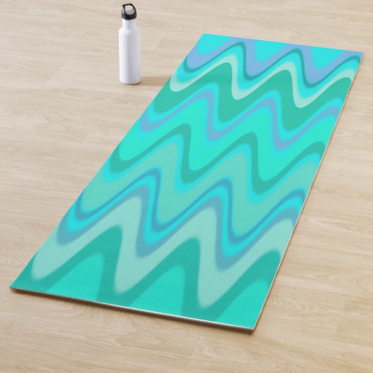 Modern zigzagpatroon - golven in turquoise yogamat (In situ)